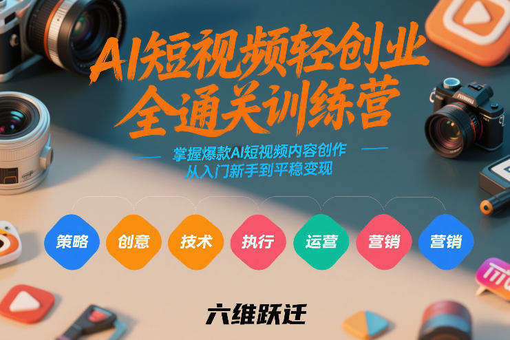 AI短视频轻创业全通关训练营，掌握爆款AI短视频内容创作，从入门新手到平稳变现的六维跃迁-知享资源网