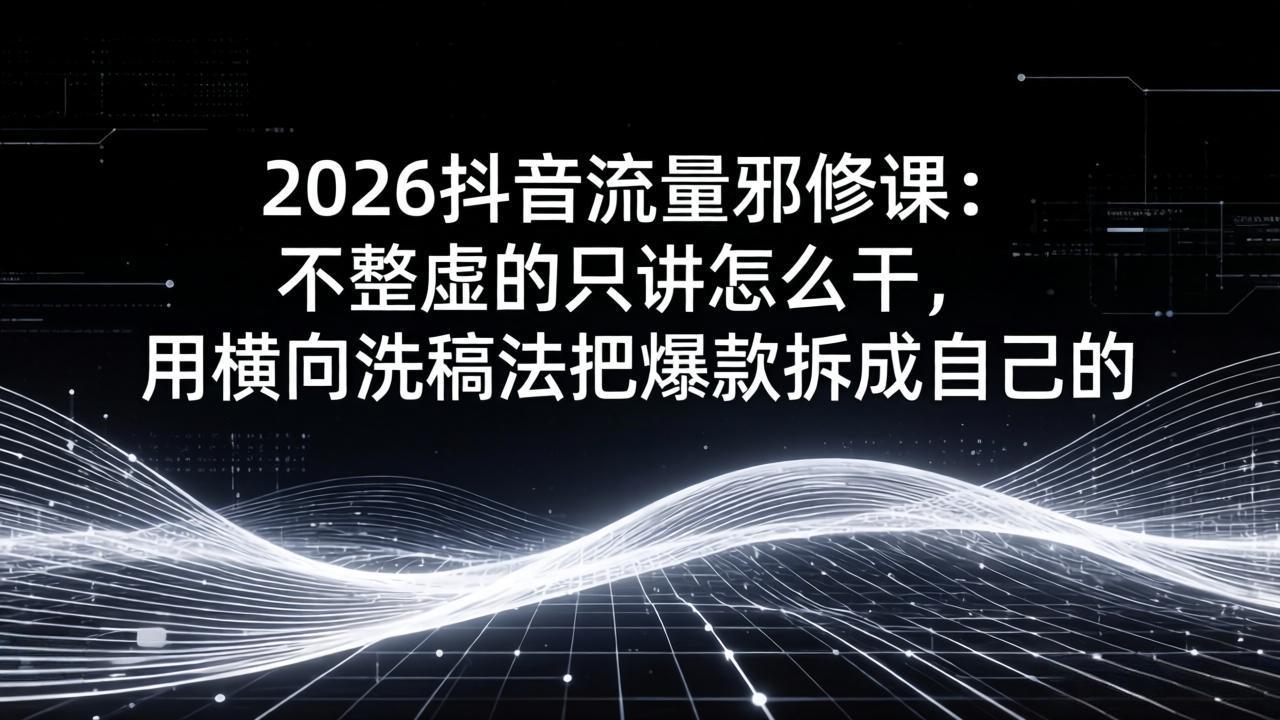 （17725期）2026抖音流量邪修课：不整虚的只讲怎么干，用横向洗稿法把爆款拆成自己的-知享资源网