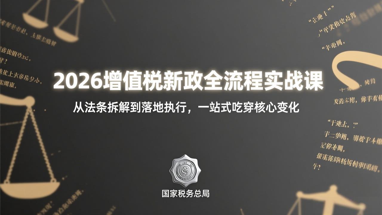 （17529期）2026增值税新政全流程实战课：从法条拆解到落地执行，一站式吃透核心变化-知享资源网