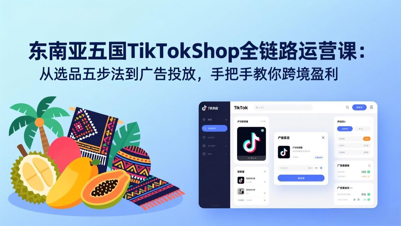 （17511期）东南亚五国TikTok Shop全链路运营课：从选品五步法到广告投放，手把手教你跨境盈利-知享资源网