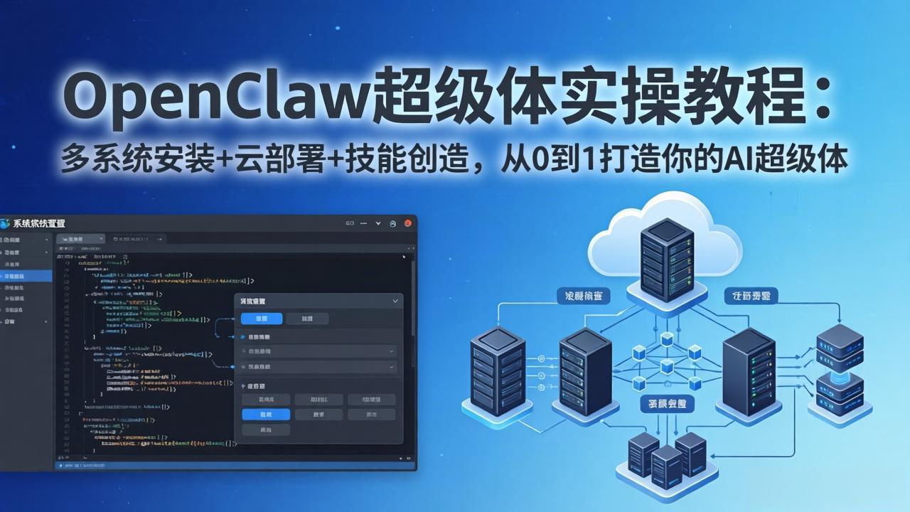 （17603期）OpenClaw-小龙虾 超级体实操教程：多系统安装+云部署+技能创造，从0到1打造你的AI超级体-知享资源网