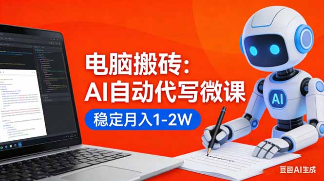 （17582期）电脑搬砖：AI自动代写微课，稳定月入1-2W，提供接单渠道，0门槛小白可做！-知享资源网