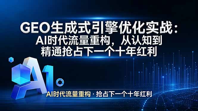 （17708期）GEO 生成式引擎优化实战：AI时代流量重构，从认知到精通抢占下一个十年红利-知享资源网