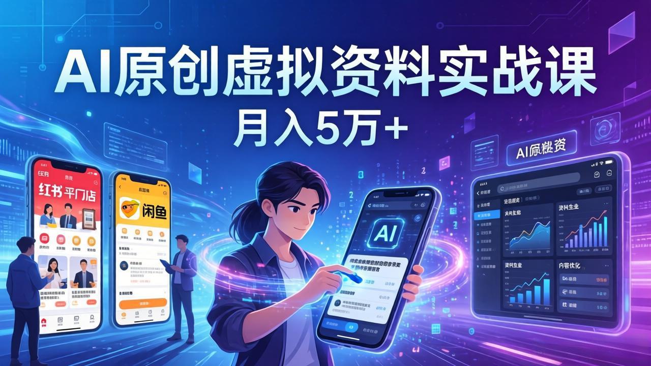 （17657期）AI原创虚拟资料实战课：2026新机会，小红书闲鱼开店，普通人用AI轻松变现，月入5万+-知享资源网