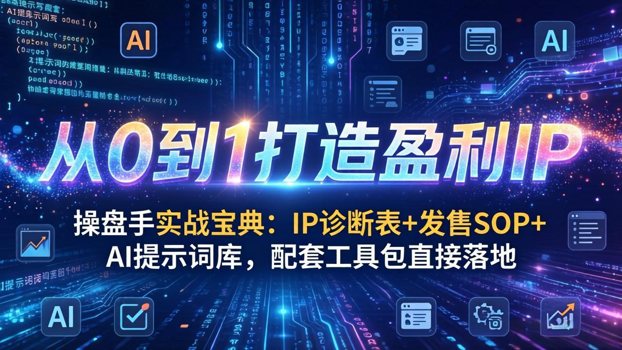（17593期）操盘手实战宝典：IP诊断表+发售SOP+AI提示词库，配套工具包直接落地，从0到1打造盈利IP-知享资源网