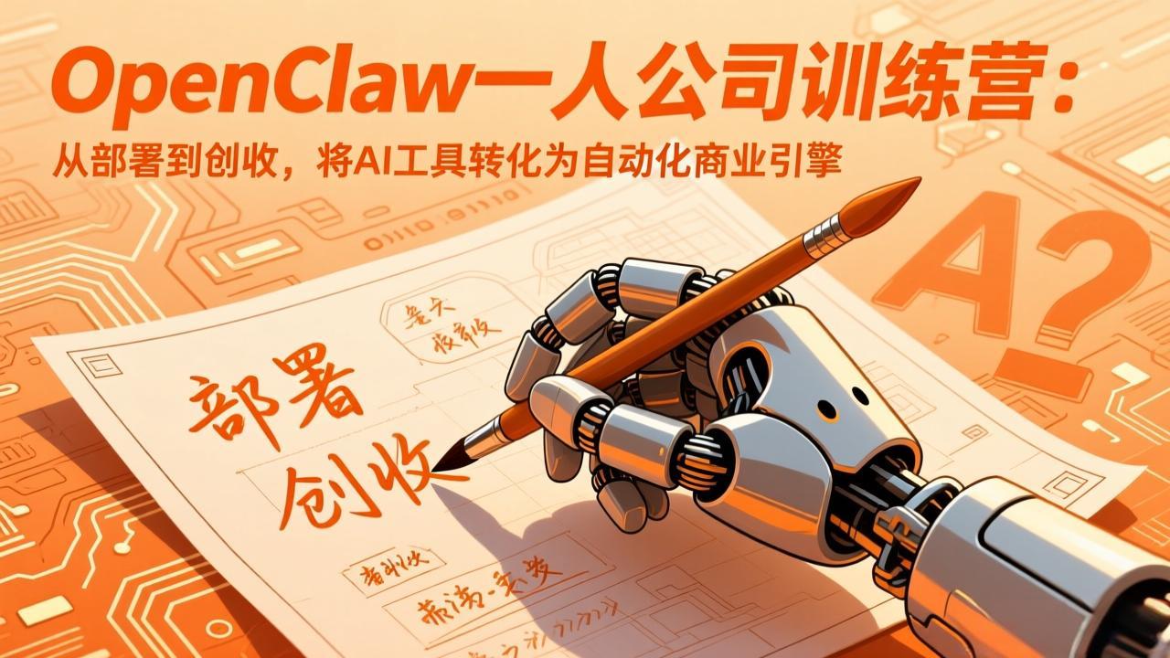 （17540期）OpenClaw一人公司训练营：从部署到创收，将AI工具转化为自动化商业引擎-知享资源网