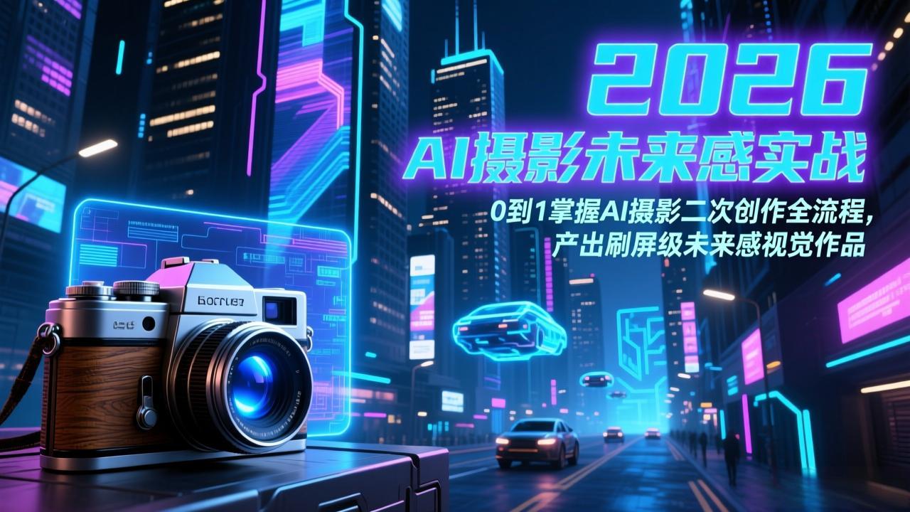 （17584期）2026 AI摄影未来感实战：0到1掌握AI摄影二次创作全流程，产出刷屏级未来感视觉作品-知享资源网