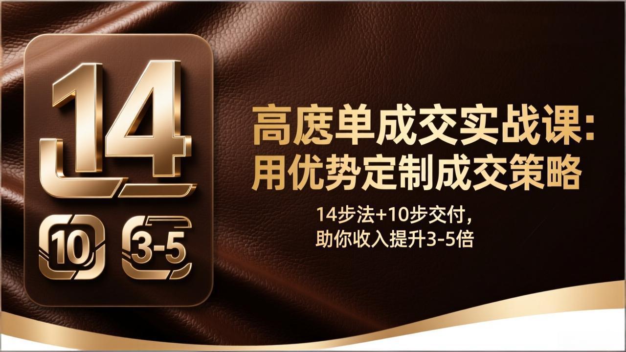 （17572期）高客单成交实战课：用优势定制成交策略，14步法+10步交付，助你收入提升3-5倍-知享资源网