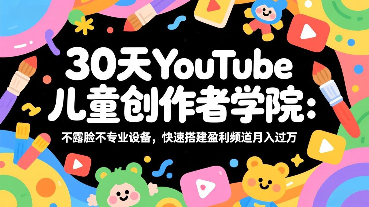 （17554期）30天YouTube儿童创作者学院：不露脸不专业设备，快速搭建盈利频道月入过万-知享资源网