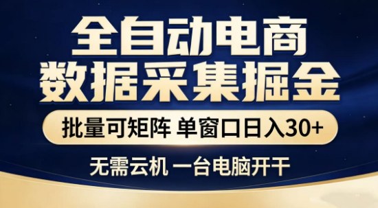 独家电商数据全自动采集项目，批量可矩阵，单窗口轻松日入3张+【揭秘】-知享资源网