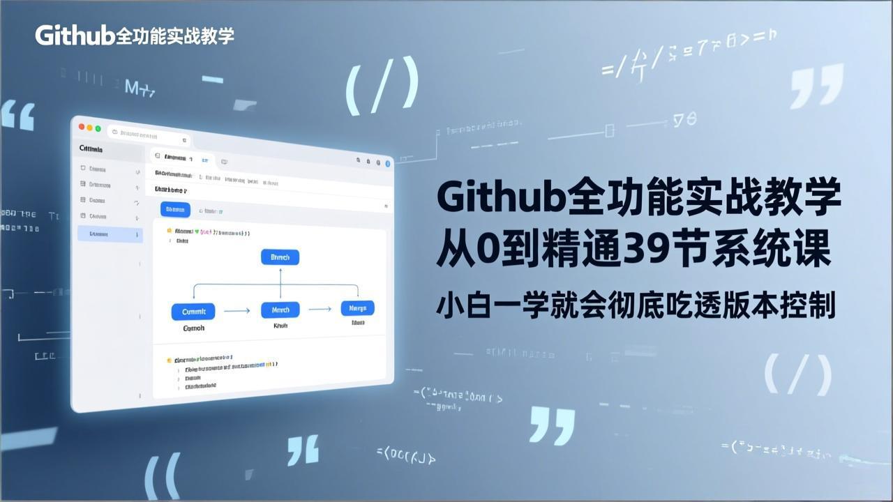 （17501期）GitHub-全功能实战教学，从0到精通39节系统课，小白一学就会彻底吃透版本控制-知享资源网