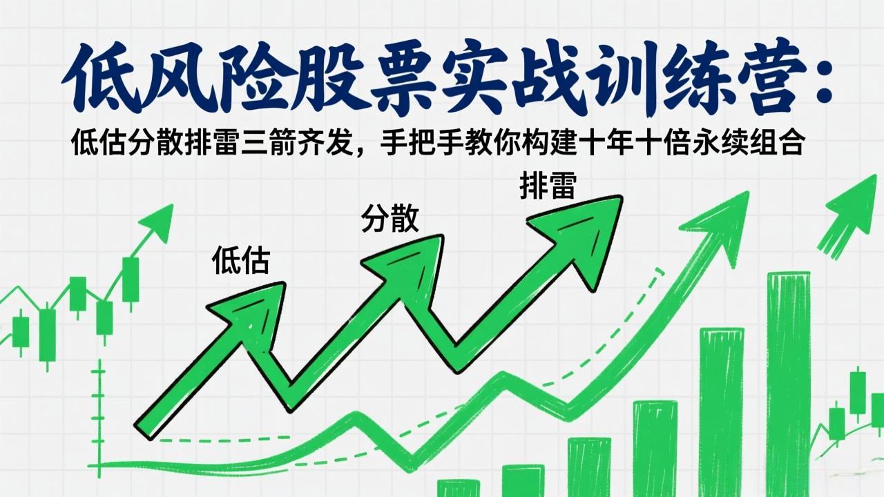 （17487期）低风险股票实战训练营：低估分散排雷三箭齐发，手把手教你构建十年十倍永续组合-知享资源网