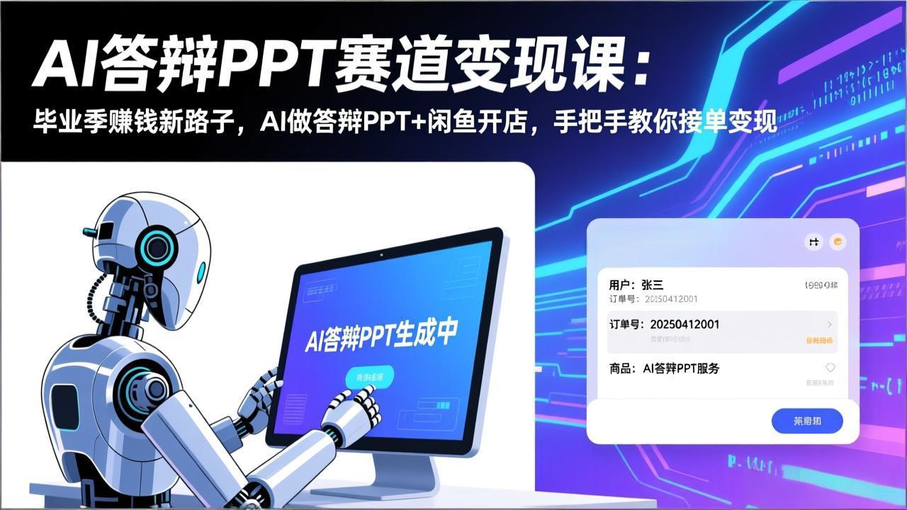 （17546期）AI答辩PPT赛道变现课：毕业季赚钱新路子，AI做答辩PPT+闲鱼开店，手把手教你接单变现-知享资源网