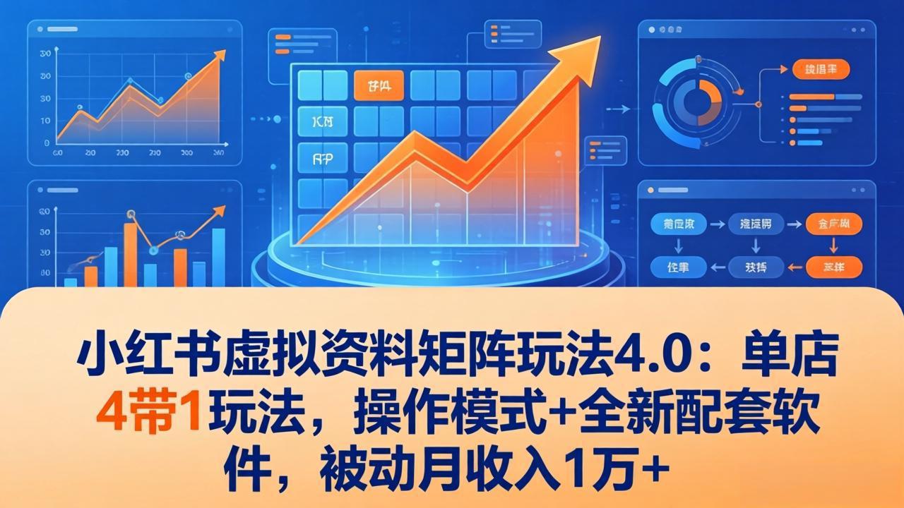 （17730期）小红书虚拟资料矩阵玩法4.0：单店4带1玩法，操作模式+全新配套软件，被动月收入1万+-知享资源网