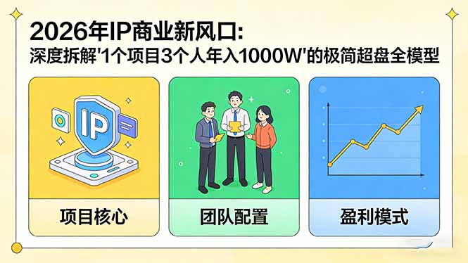 （17661期）2026年IP商业新风口：深度拆解“1个项目3个人年入1000W”的极简超盘全模型-知享资源网