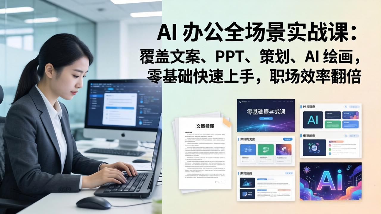 （17732期） AI 办公全场景实战课：覆盖文案、PPT、策划、AI 绘画，零基础快速上手，职场效率翻倍-知享资源网