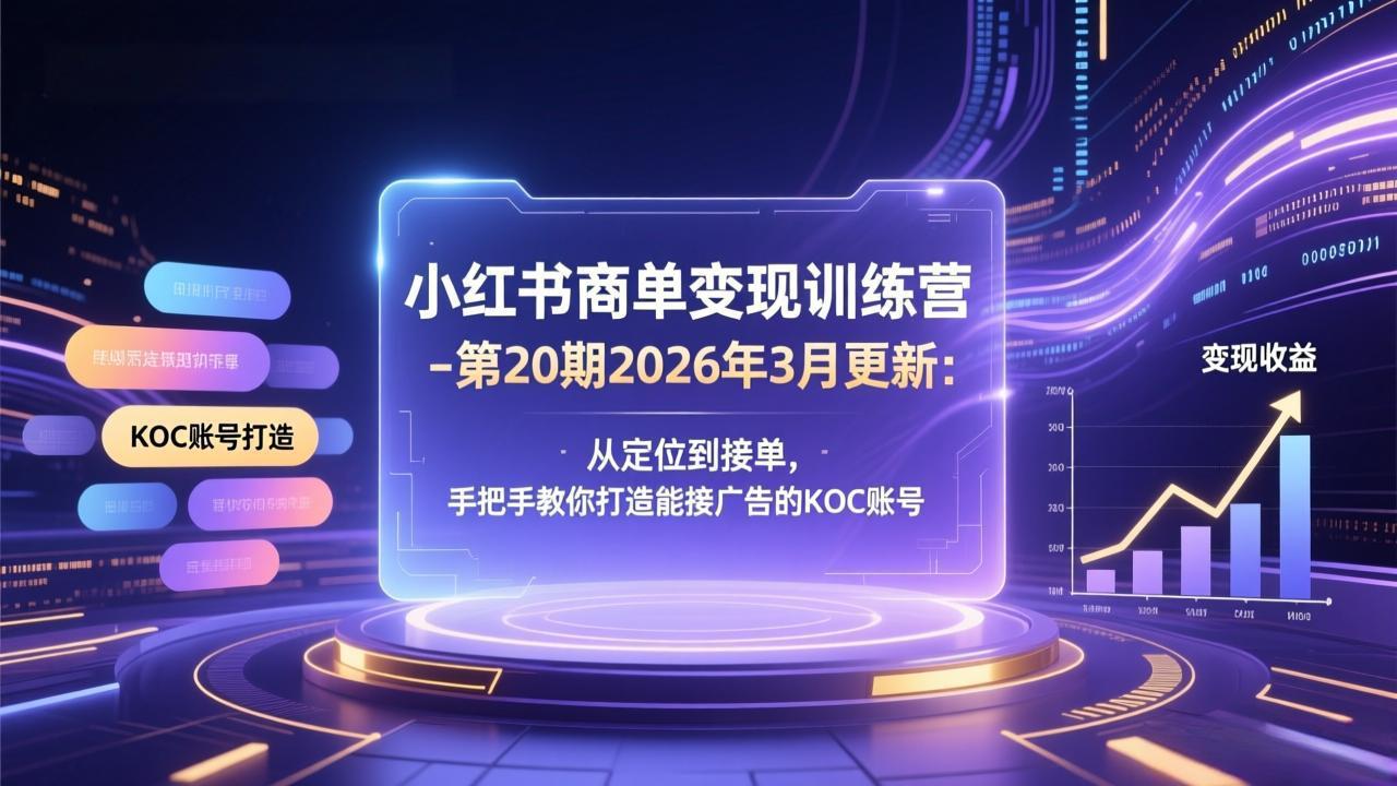 （17590期）小红书商单变现训练营-第20期26年3月更新：从定位到接单，手把手教你打造能接广告的KOC账号-知享资源网