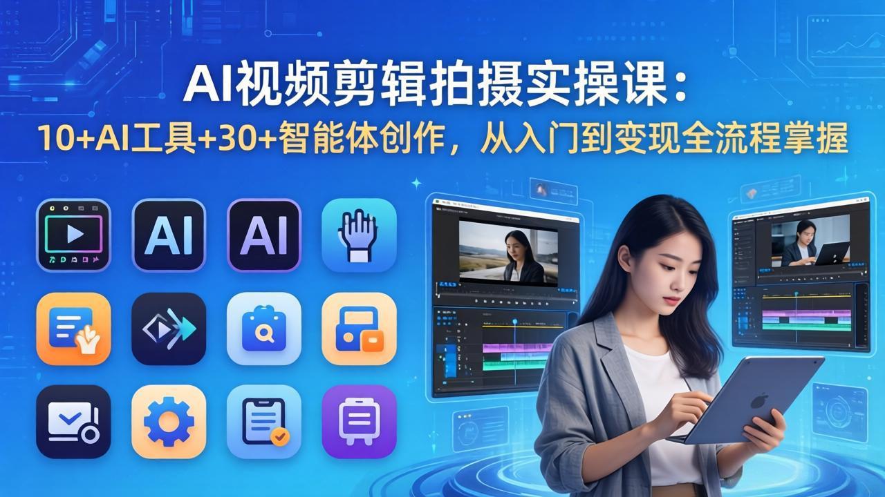 （17818期）AI 视频剪辑拍摄实操课：10+AI工具+30+智能体创作，从入门到变现全流程掌握-知享资源网