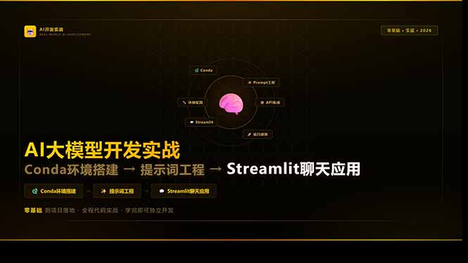 （17723期）AI大模型开发实战：Conda环境搭建→提示词工程→Streamlit聊天应用，零基础到项目落地-知享资源网