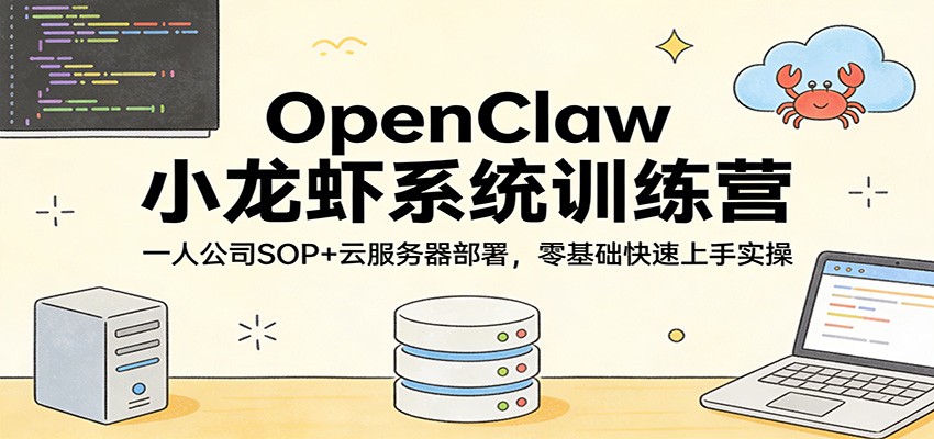 OpenClaw小龙虾系统训练营：一人公司SOP，云服务器部署，零基础快速上手实操-知享资源网