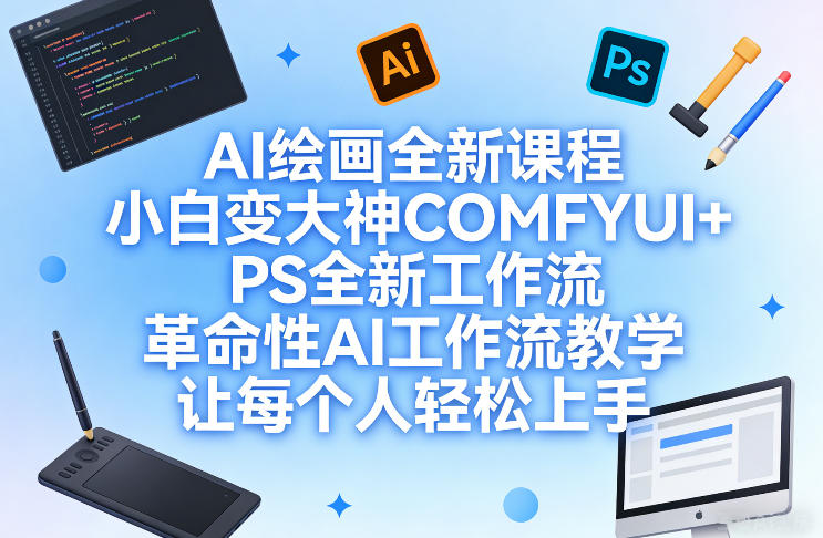 AI绘画全新课程，小白变大神COMFYUI+PS全新工作流，革命性AI工作流教学，让每个人轻松上手-知享资源网