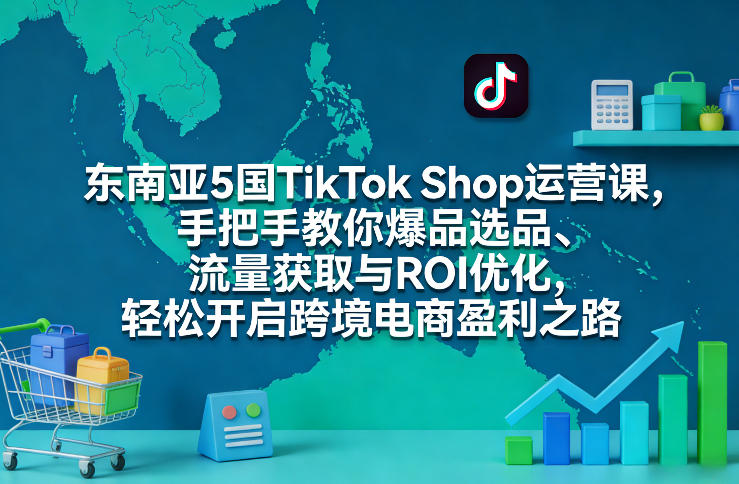 东南亚5国TikTok Shop运营课，手把手教你爆品选品、流量获取与ROI优化，轻松开启跨境电商盈利之路-知享资源网