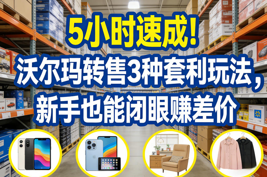 5小时速成！沃尔玛转售3种套利玩法，新手也能闭眼賺差价-知享资源网