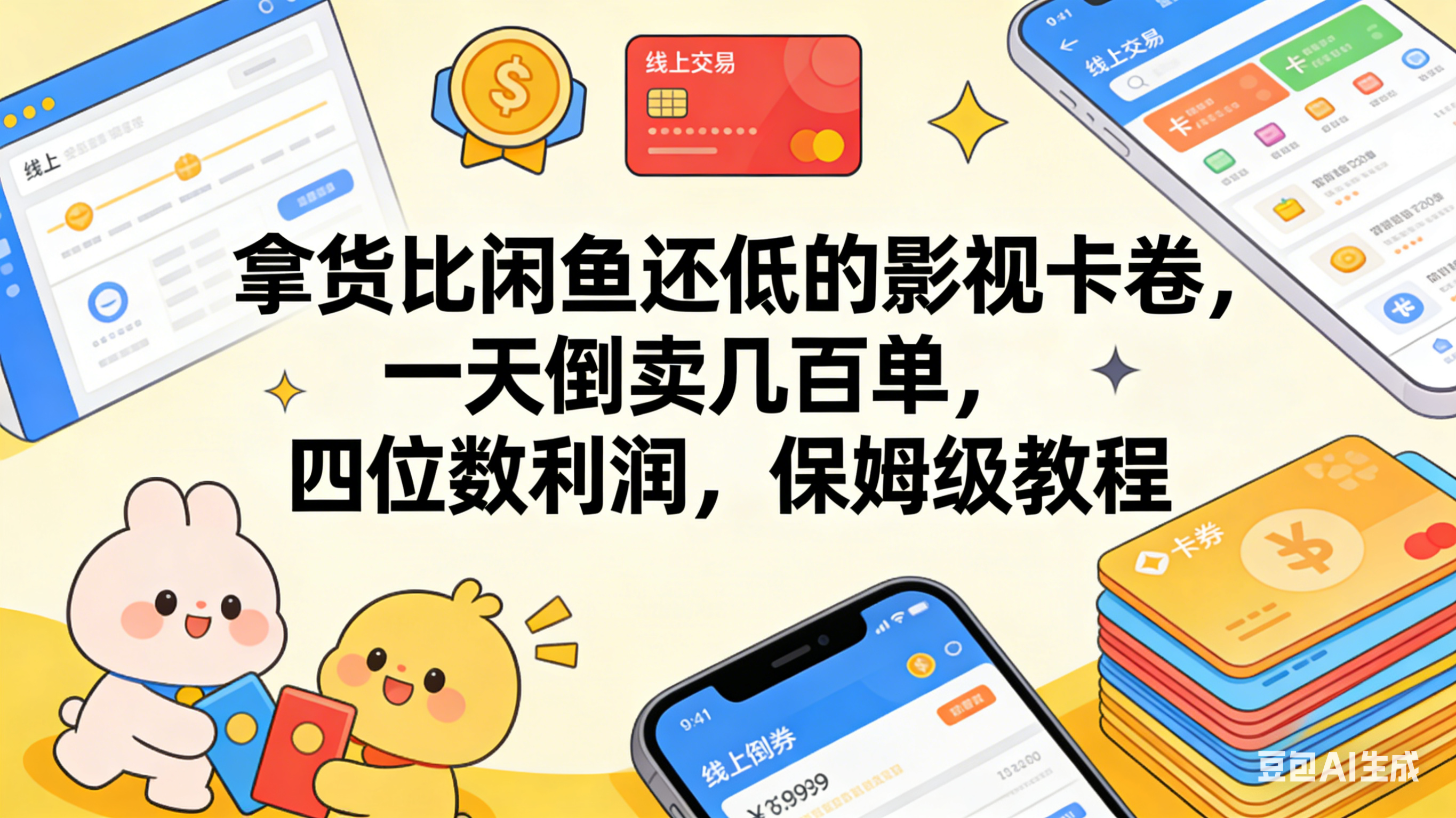 拿货比闲鱼还低的影视卡卷，一天倒卖几百单，四位数利润，保姆级教程-知享资源网