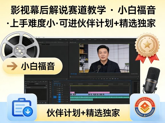 某大佬的影视幕后解说赛道教学，小白福音，上手难度小，可进伙伴计划+精选独家-知享资源网