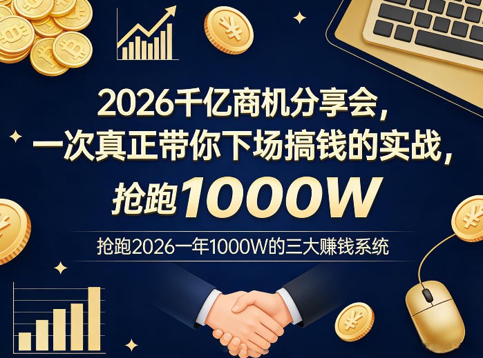 2026千亿商机分享会，一次真正带你下场搞钱的实战，抢跑2026一年1000W的三大賺钱系统-知享资源网