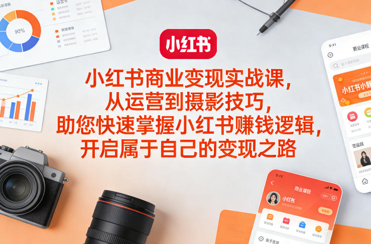 小红书商业变现实战课，从运营到摄影技巧，助您快速掌握小红书賺钱逻辑，开启属于自己的变现之路-知享资源网