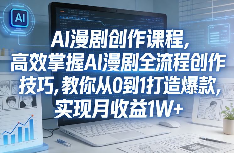 某社群AI漫剧创作课程，高效掌握AI漫剧全流程创作技巧，教你从0到1打造爆款，实现月收益1W+-知享资源网
