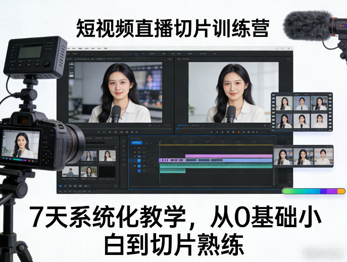 短视频直播切片训练营，7天系统化教学，从0基础小白到切片熟练-知享资源网