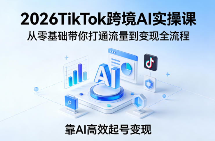 2026TikTok跨境AI实操课，从零基础带你打通流量到变现全流程，靠AI高效起号变现-知享资源网