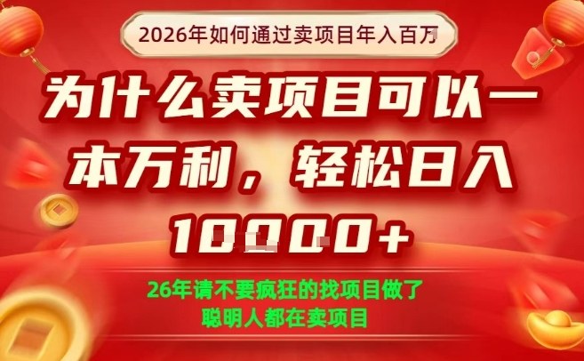 一单净利润1K+，26年想年入100个W，死磕卖项目就够了【揭秘】-知享资源网