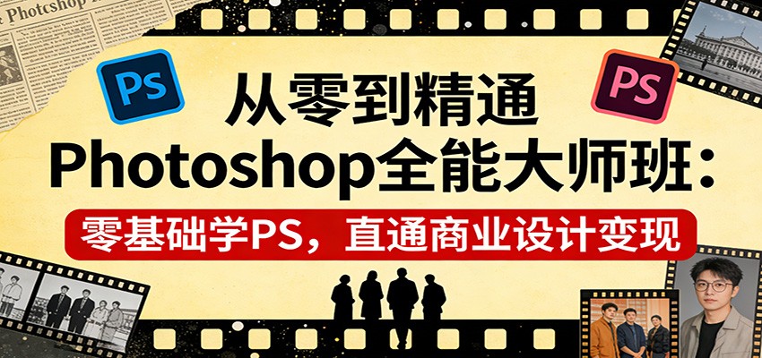 从零到精通Photoshop全能大师班：零基础学PS，直通商业设计变现-知享资源网