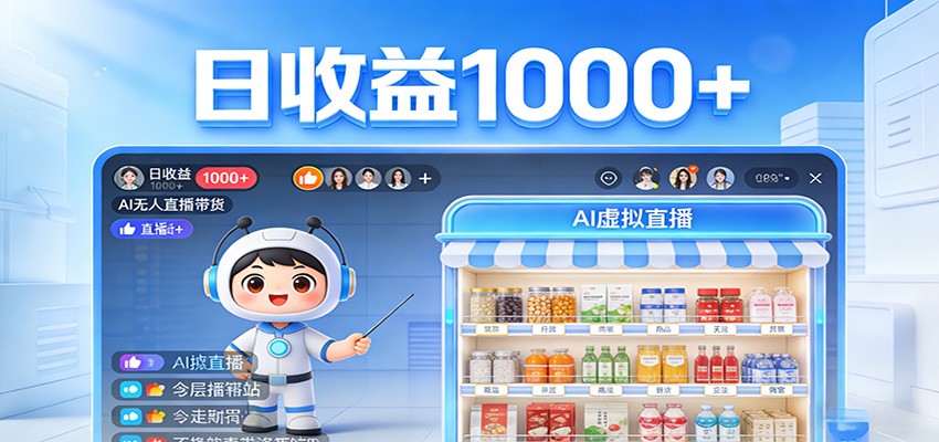 不用露脸不用说话，24小时自动卖货赚钱，全天自动直播，收益看得见-知享资源网