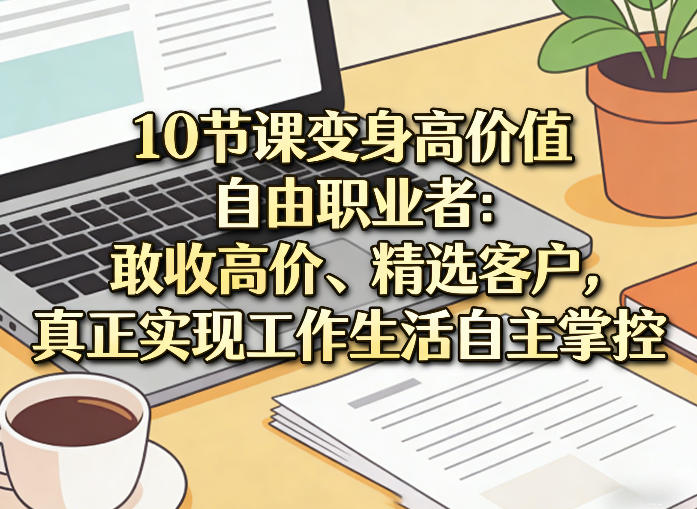 10节课变身高价值自由职业者：敢收高价、精选客户，真正实现工作生活自主掌控-知享资源网