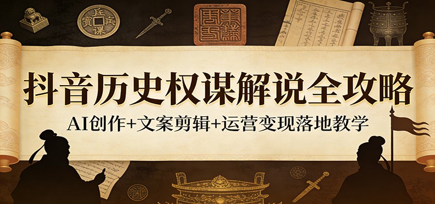 抖音历史权谋解说全攻略：AI创作+文案剪辑+运营变现落地教学-知享资源网