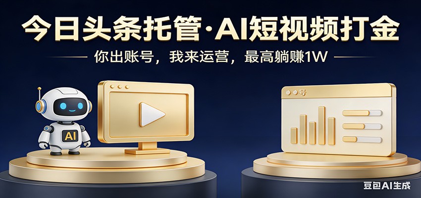 头条号AI托管，我提供作品，你提供账号，每天5分钟发布，小白躺赚3000+-知享资源网