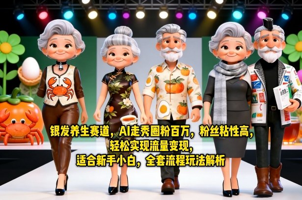 银发养生赛道，AI走秀圈粉百万，粉丝粘性高，轻松实现流量变现，适合新手小白，全套流程玩法解析-知享资源网