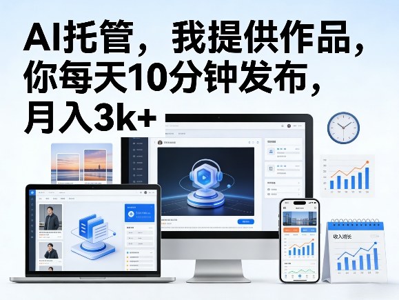 公众号AI托管，我提供作品，你每天10分钟发布，月入3k+【揭秘】-知享资源网