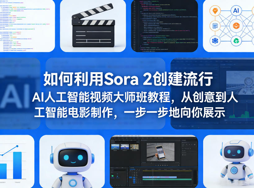 如何利用Sora 2创建流行AI人工智能视频大师班教程，从创意到人工智能电影制作，一步一步地向你展示-知享资源网