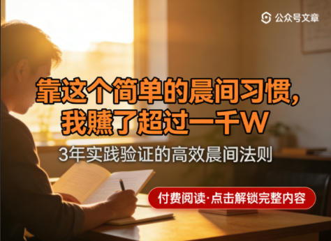 某公众号付费文章：靠这个简单的晨间习惯，我賺了超过一千W-知享资源网