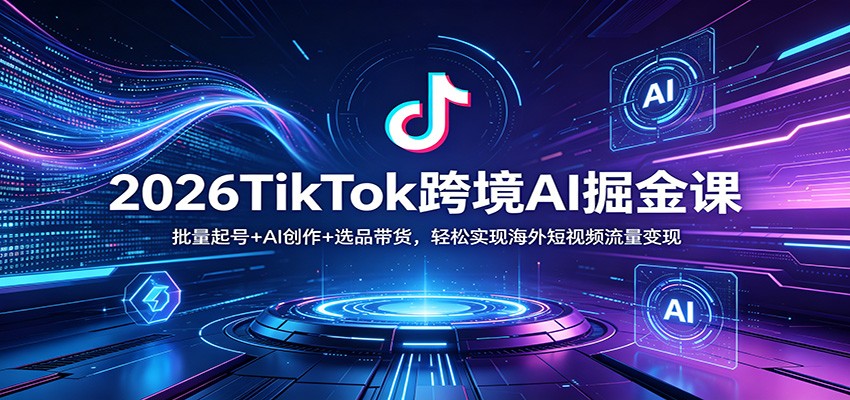 2026TikTok跨境AI掘金课：批量起号+AI创作+选品带货，轻松实现海外短视频流量变现-知享资源网