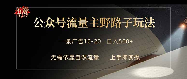 （18178期）公众号流量主野路子玩法 单条广告10-20元 日入500+-知享资源网