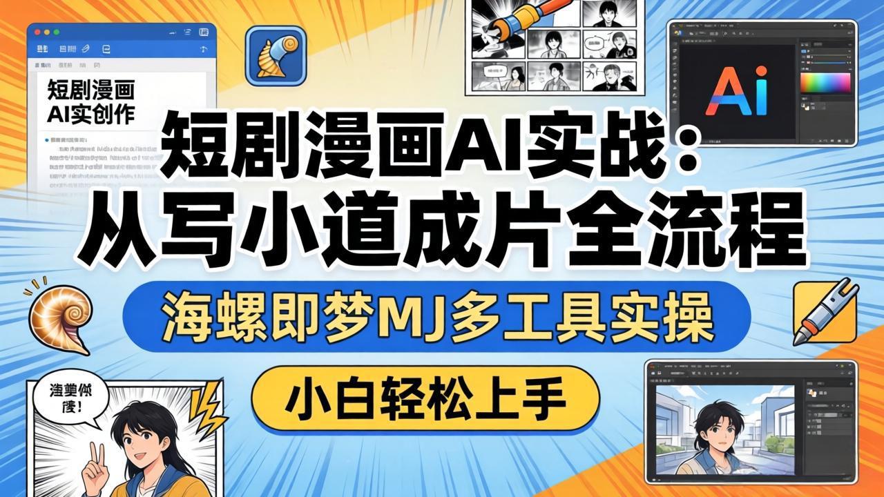 （17945期）短剧漫画AI实战：从写小说到成片全流程，海螺即梦MJ多工具实操，小白轻松上手-知享资源网