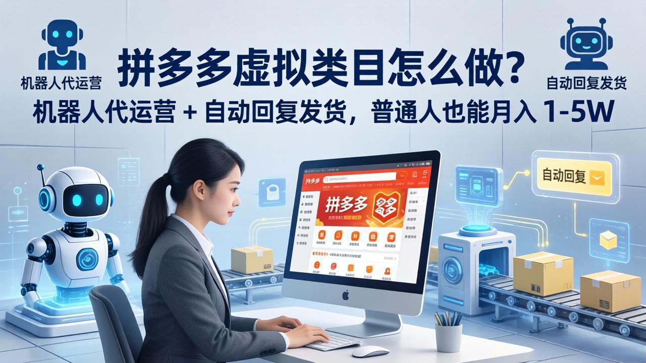 （18111期）拼多多虚拟类目怎么做？机器人代运营 + 自动回复发货，普通人也能月入 1-5W-知享资源网