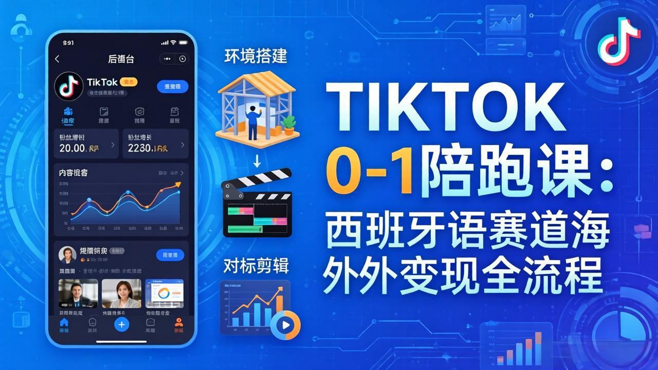 （17908期）TIKTOK 0-1 陪跑课：从环境搭建到刷对标剪辑，西班牙语赛道海外变现全流程-知享资源网