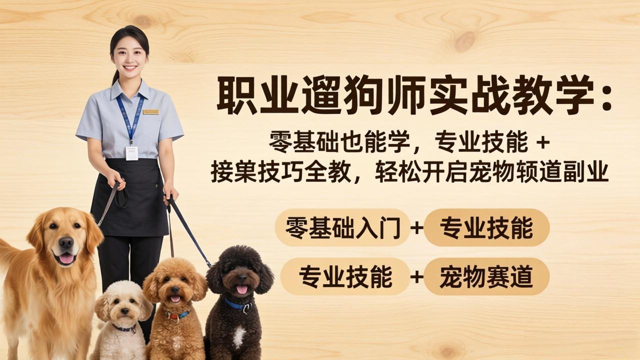 （18115期）职业遛狗师实战教学：零基础也能学，专业技能 + 接单技巧全教，轻松开启宠物赛道副业-知享资源网